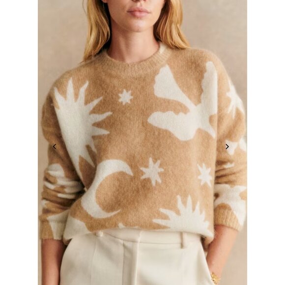 RARE NWT CARMELO JUMPER sweater SEZANE X PANGEA Camel Ecru beige white SZM BUST4 - Picture 1 of 8